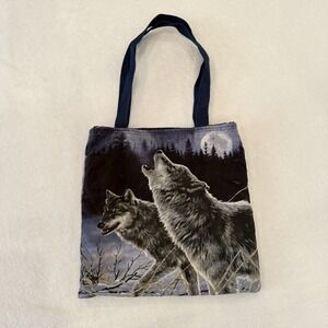 Wolf Tote Bag 12x12 Nature Howling Tribal The Mountain 3 Wolf Moon‎ Bag 2 Sided